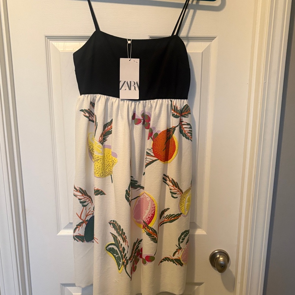 Zara  Black & White Fruit Print Sundress